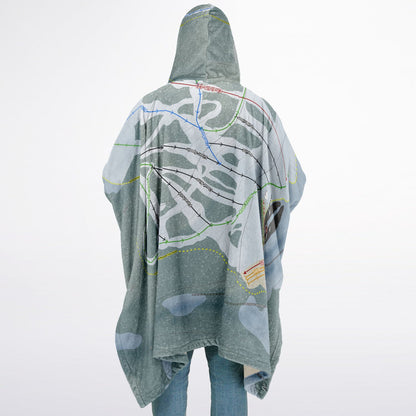 Ski Cloudcroft, New Mexico Ski Resort Map Flannel Blanket Poncho