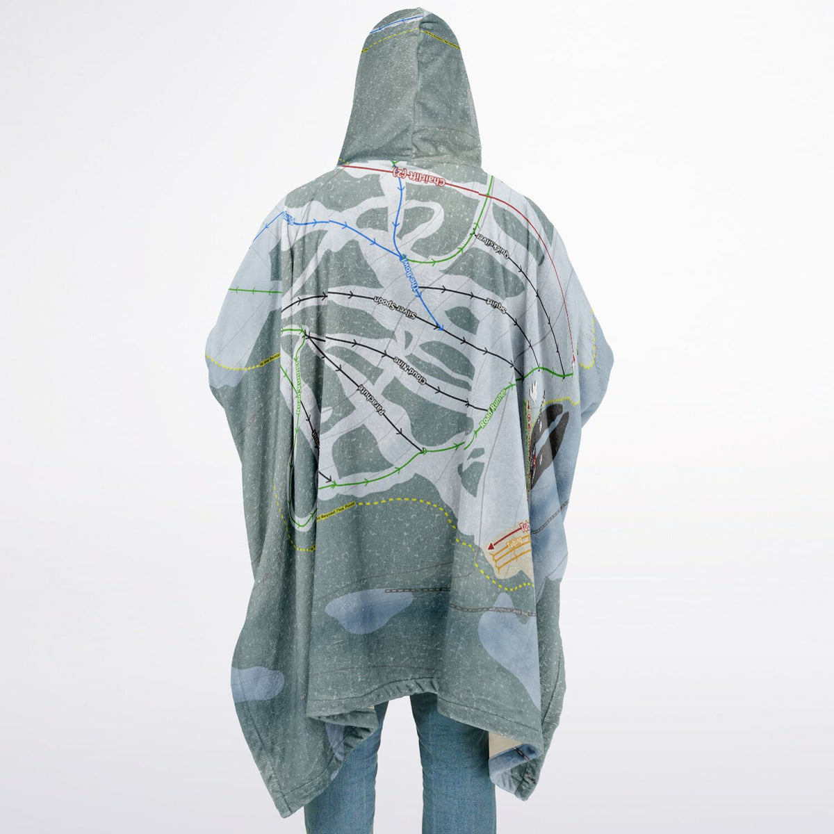 Ski Cloudcroft, New Mexico Ski Resort Map Flannel Blanket Poncho