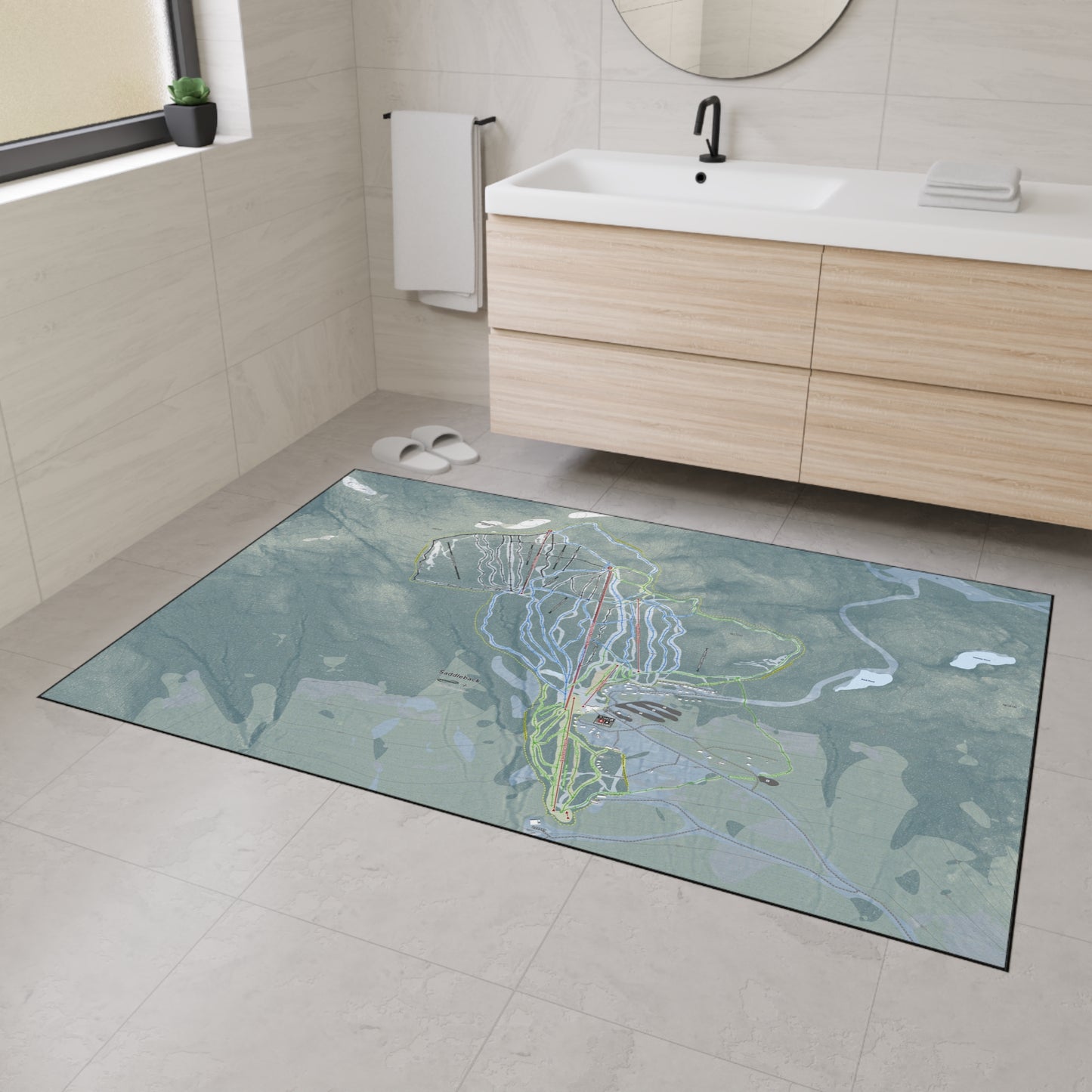 Saddleback Mountain, Maine Ski Resort Map Heavy Duty Floor Mat