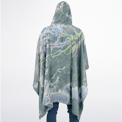 Crystal Mountain, Washington Ski Resort Map Flannel Blanket Poncho