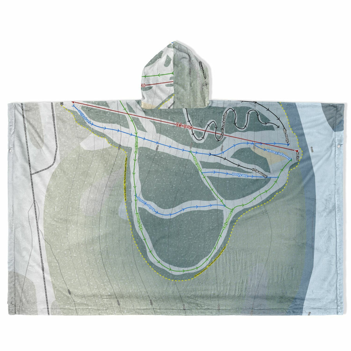 Nitehawk, Alberta Ski Resort Map Flannel Blanket Poncho