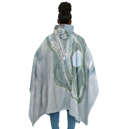 Woods Valley, New York Ski Resort Map Flannel Blanket Poncho