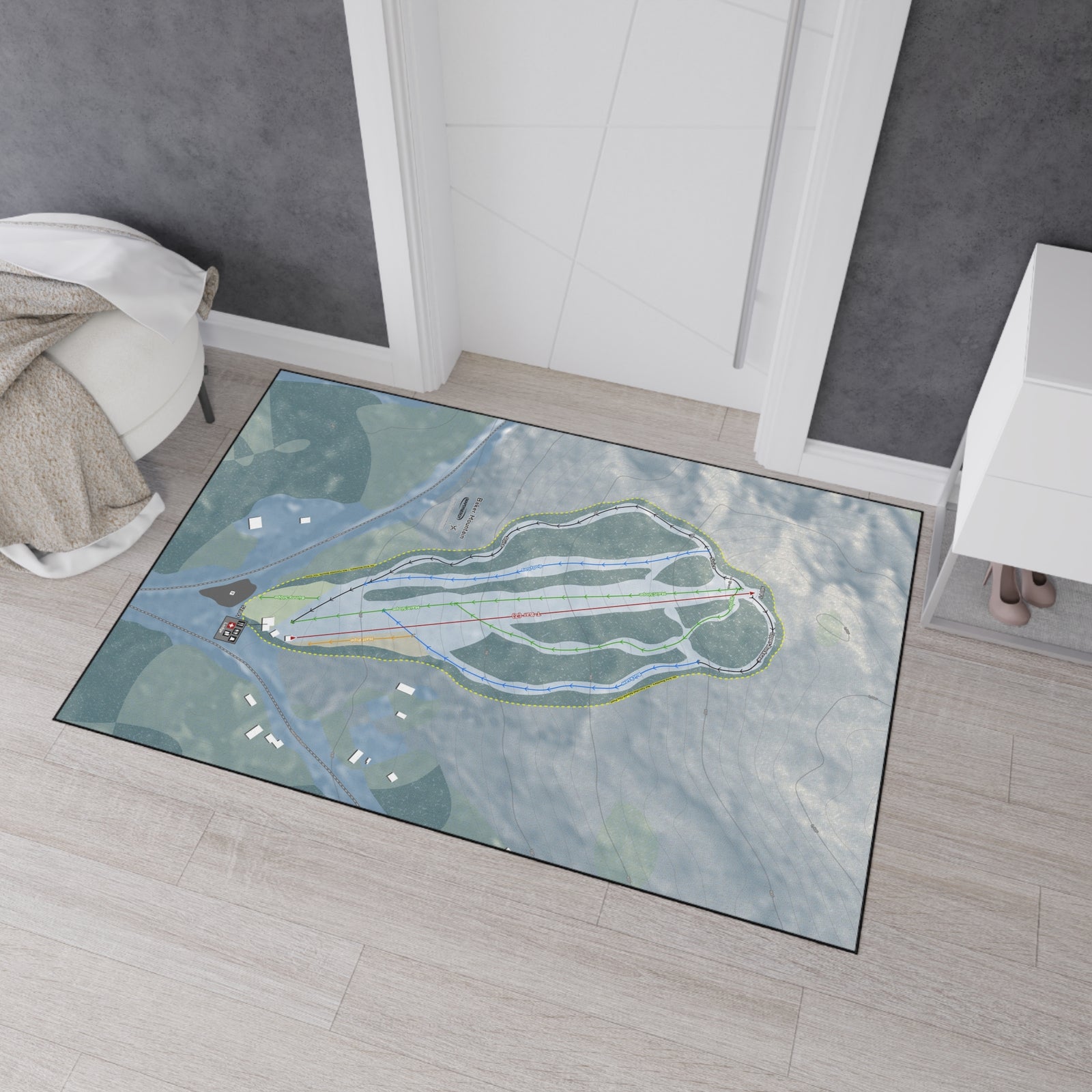 Baker Mountain, Maine Ski Resort Map Heavy Duty Floor Mat
