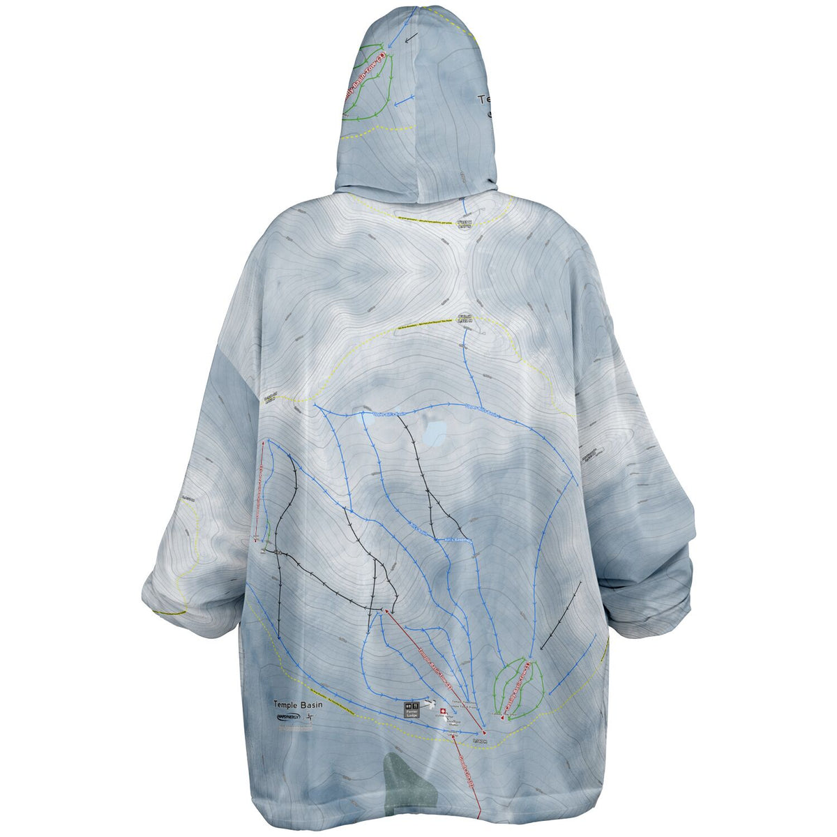 Temple Basin, New Zealand Ski Trail Map - Snug Hoodie