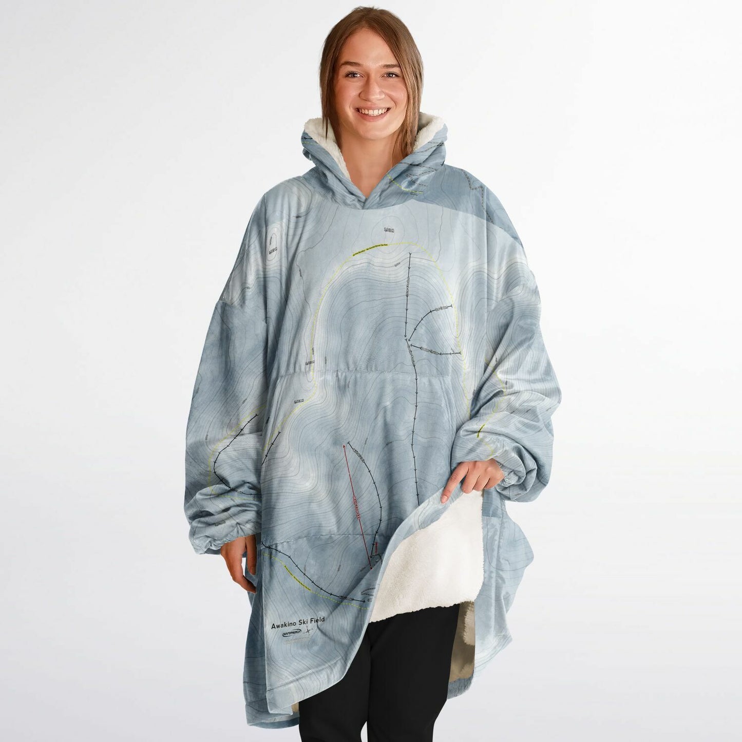Awakino Ski Field, New Zealand Ski Trail Map - Snug Hoodie - Powderaddicts