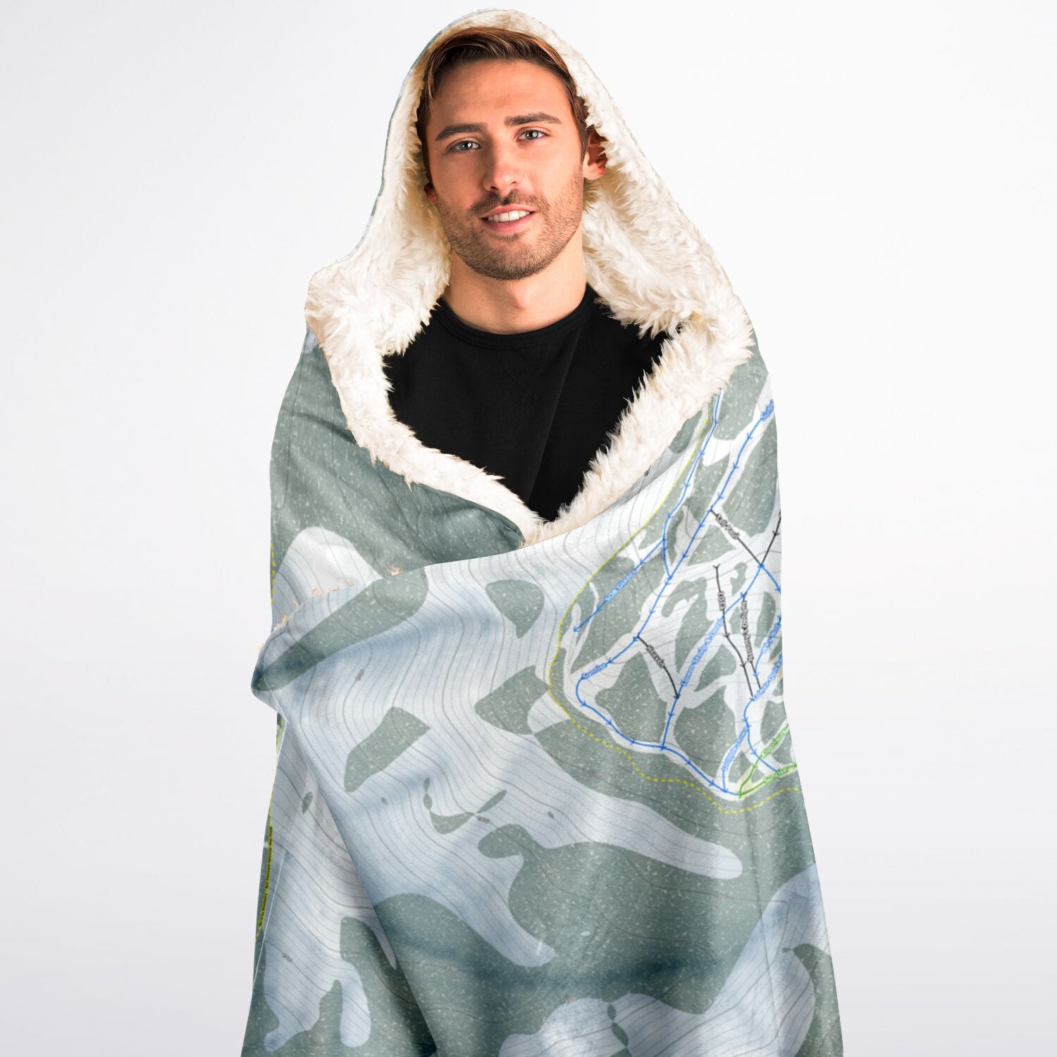 Silver Mountain, Idaho Ski Trail Map - Adult Hooded Blanket