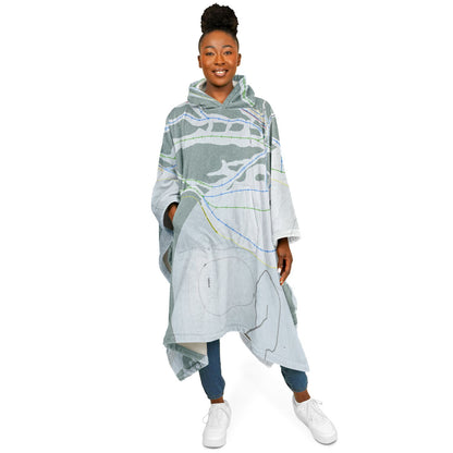 Pomerelle, Idaho Ski Resort Map Flannel Blanket Poncho
