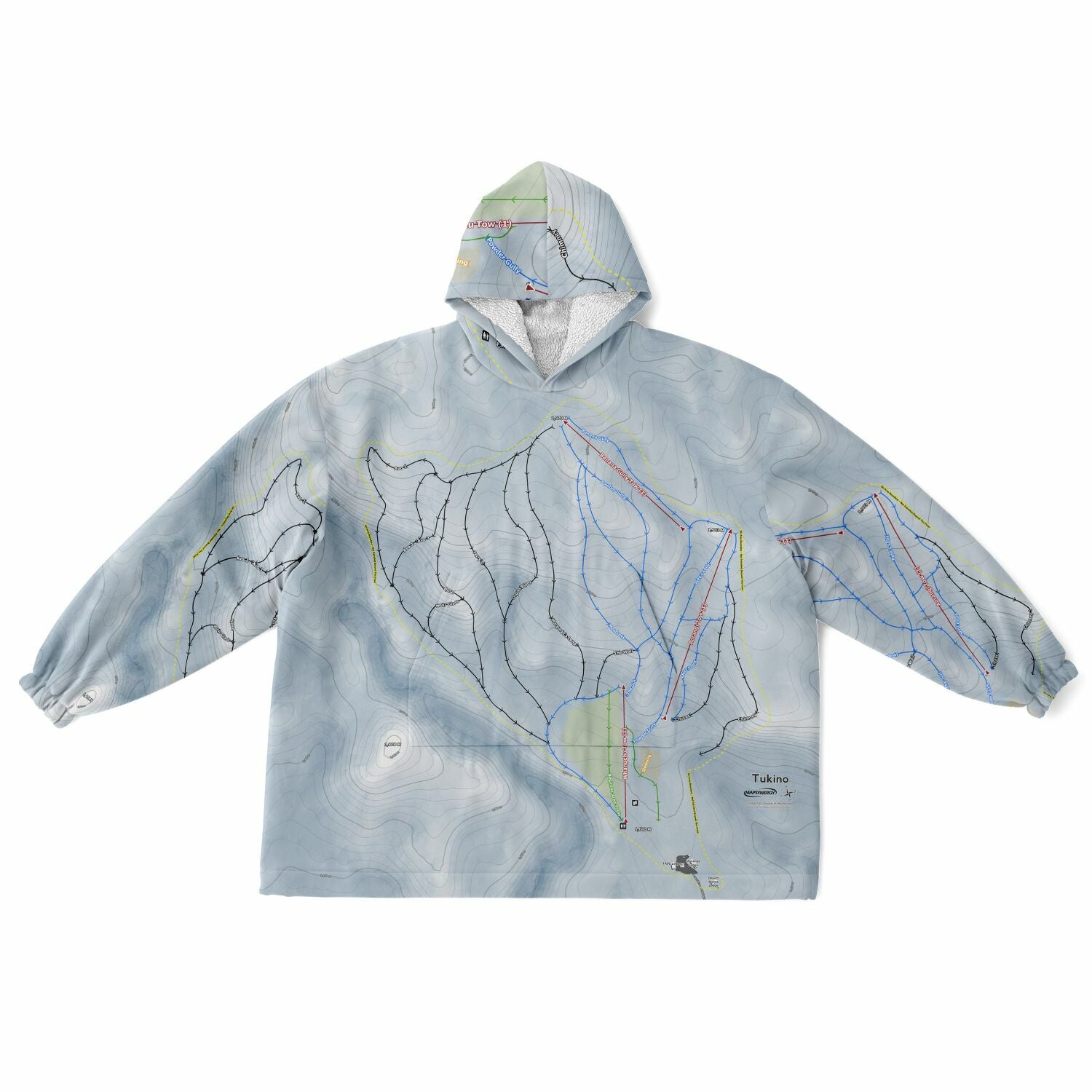 Tukino, New Zealand Ski Trail Map - Snug Hoodie