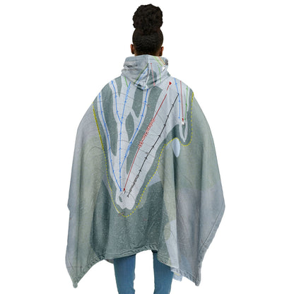 Spruce Mountain, Maine Ski Resort Map Flannel Blanket Poncho