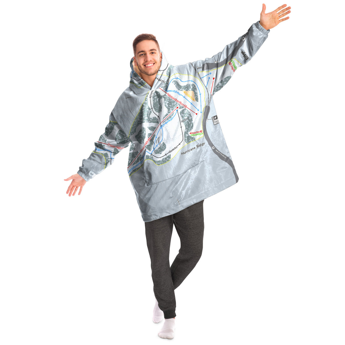 Hurricane Ridge, Washington Ski Trail Map Snug Hoodie