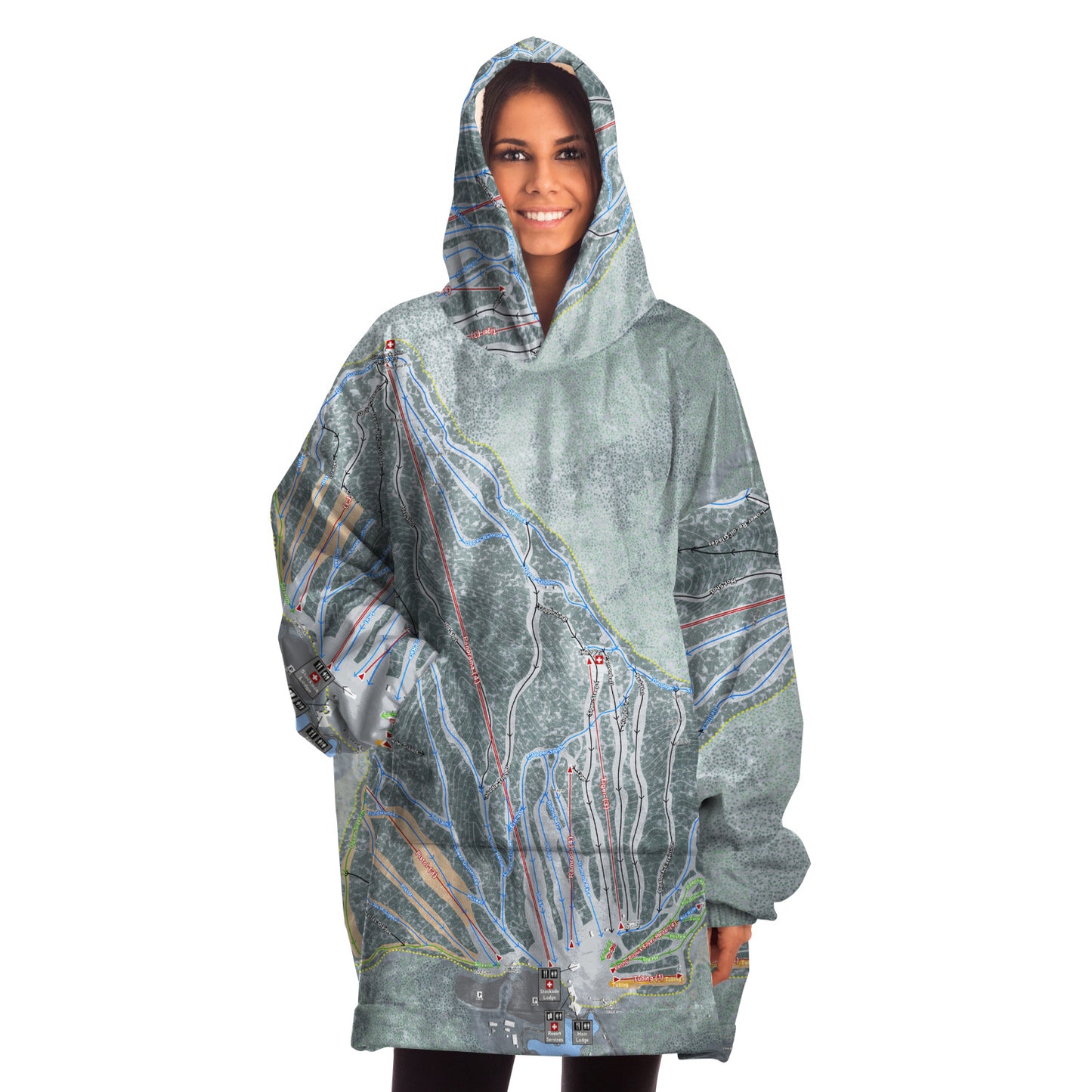 Gunstock Mountain, New Hampshire Ski Trail Map - Snug Hoodie - Powderaddicts