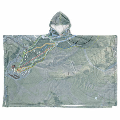 Burke Mountain, Vermont Ski Resort Map Flannel Blanket Poncho