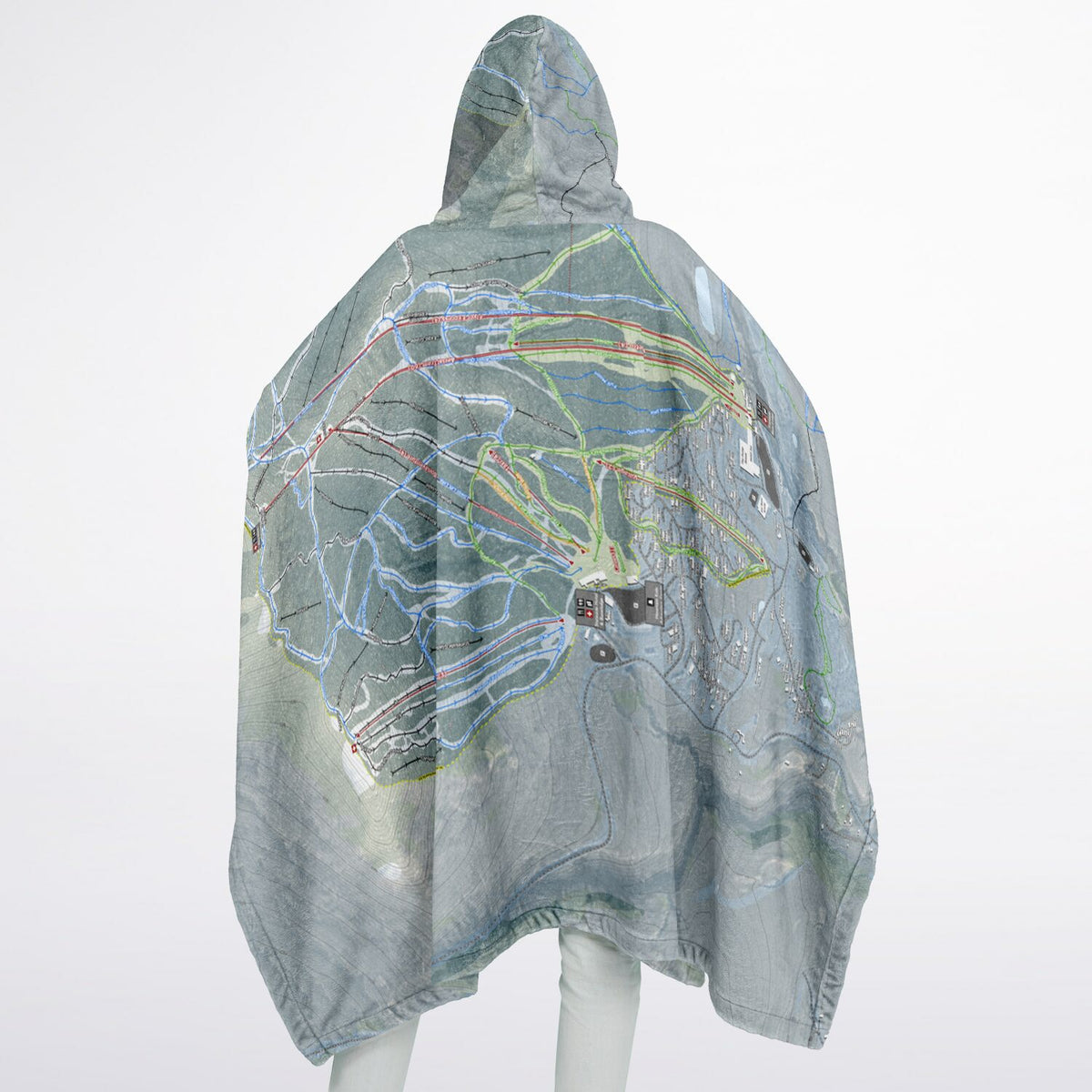 Jay Peak, Vermont Ski Resort Map Flannel Blanket Poncho
