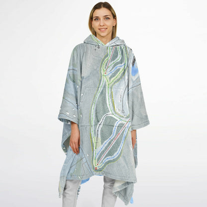 Wisp, Maryland Ski Resort Map Flannel Blanket Poncho
