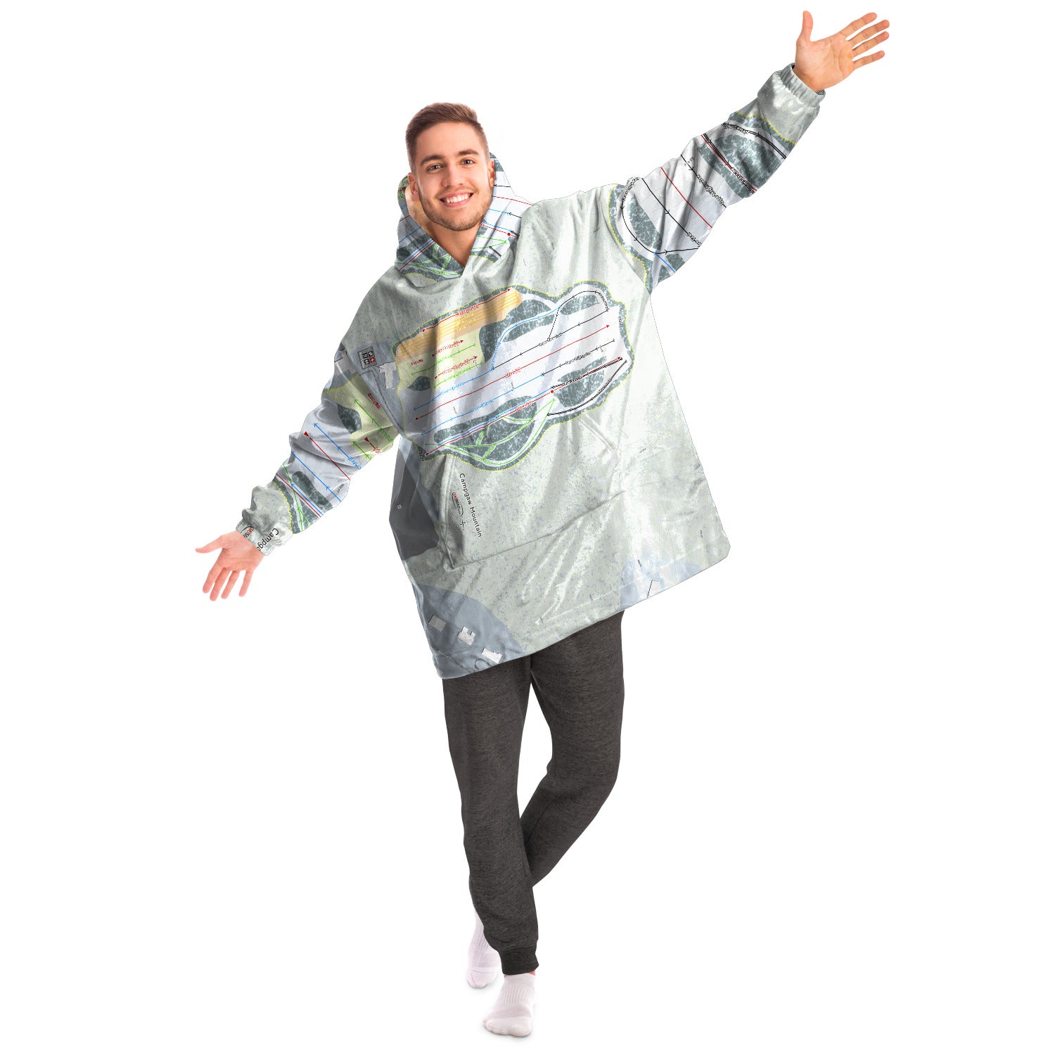 Campgaw Mountain, New Jersey  Ski Trail Map - Snug Hoodie