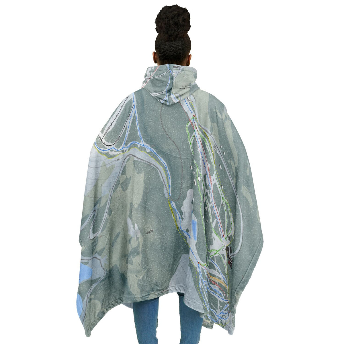Eagle Point, Utah Ski Resort Map Flannel Blanket Poncho