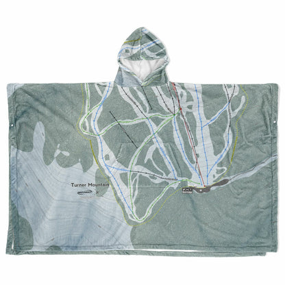 Turner Mountain, Montana Ski Resort Map Flannel Blanket Poncho