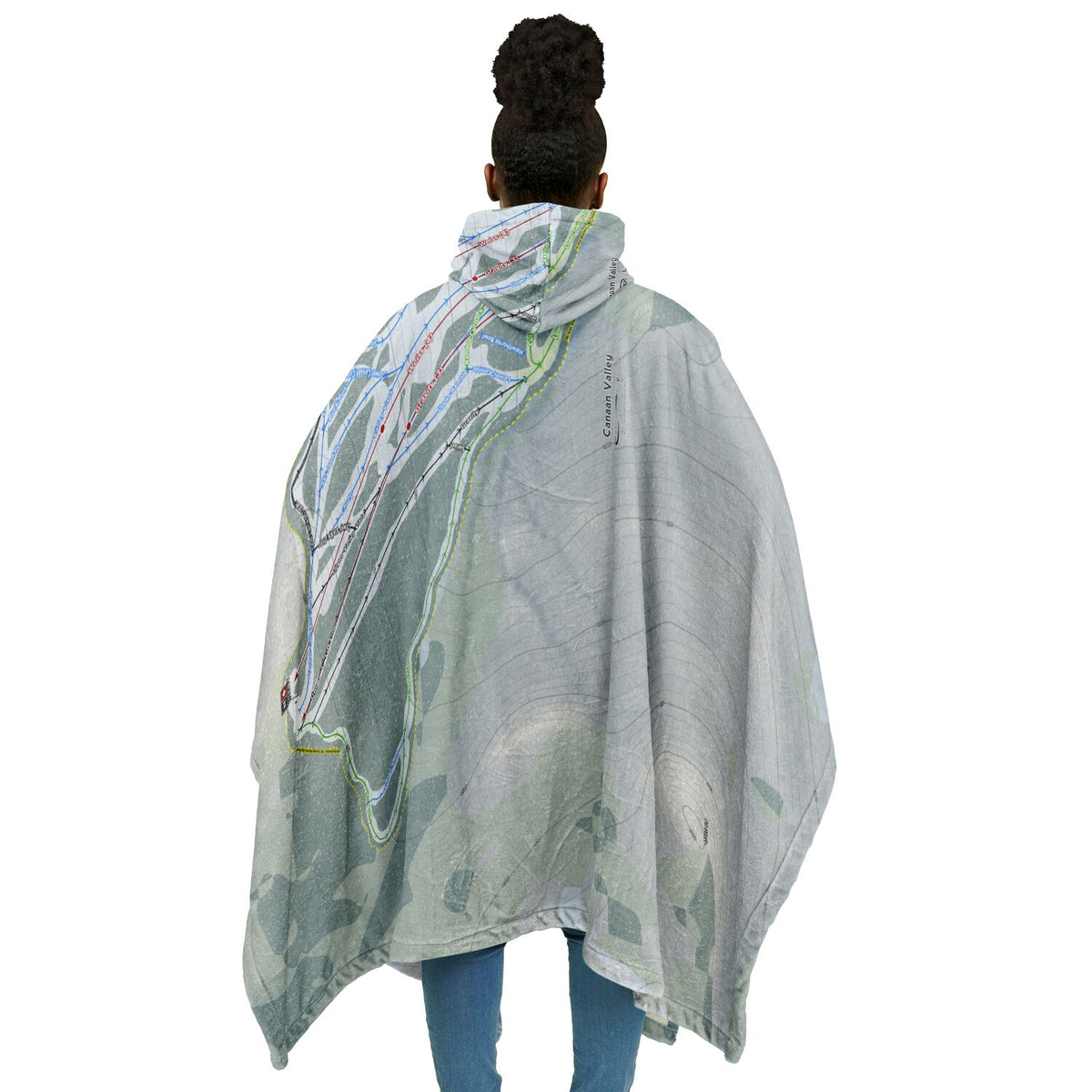 Canaan Valley, West Virginia Ski Resort Map Flannel Blanket Poncho