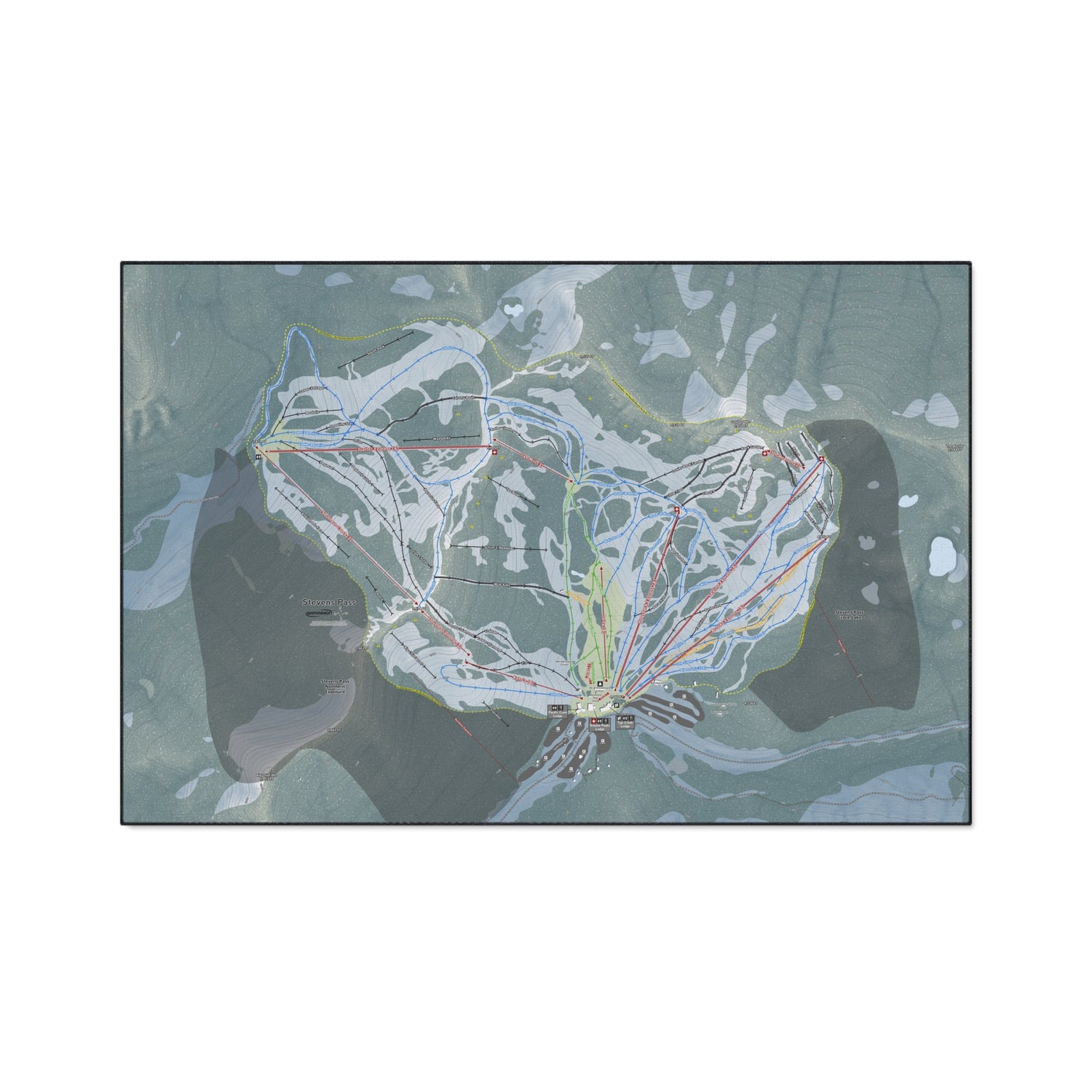 Stevens Pass, Washington Ski Resort Map Heavy Duty Floor Mat