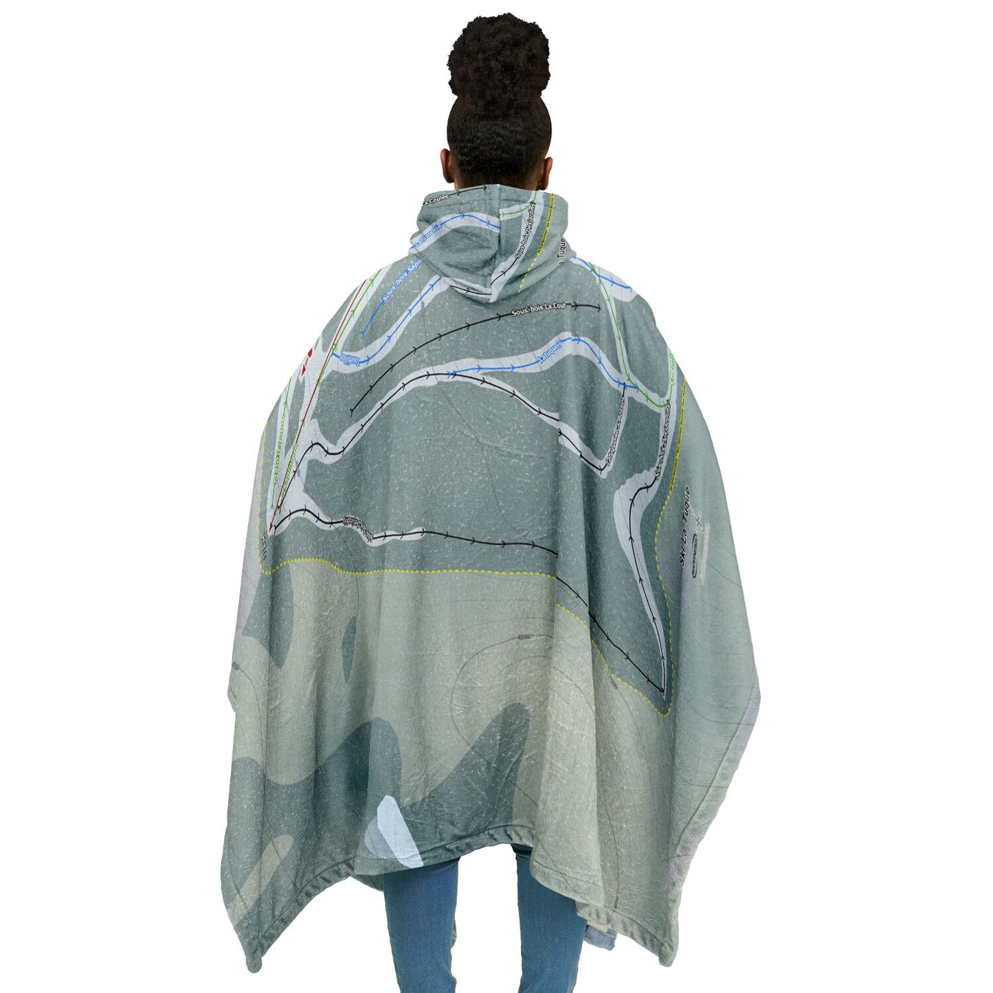 SkiLa Tuque, Quebec Ski Resort Map Flannel Blanket Poncho