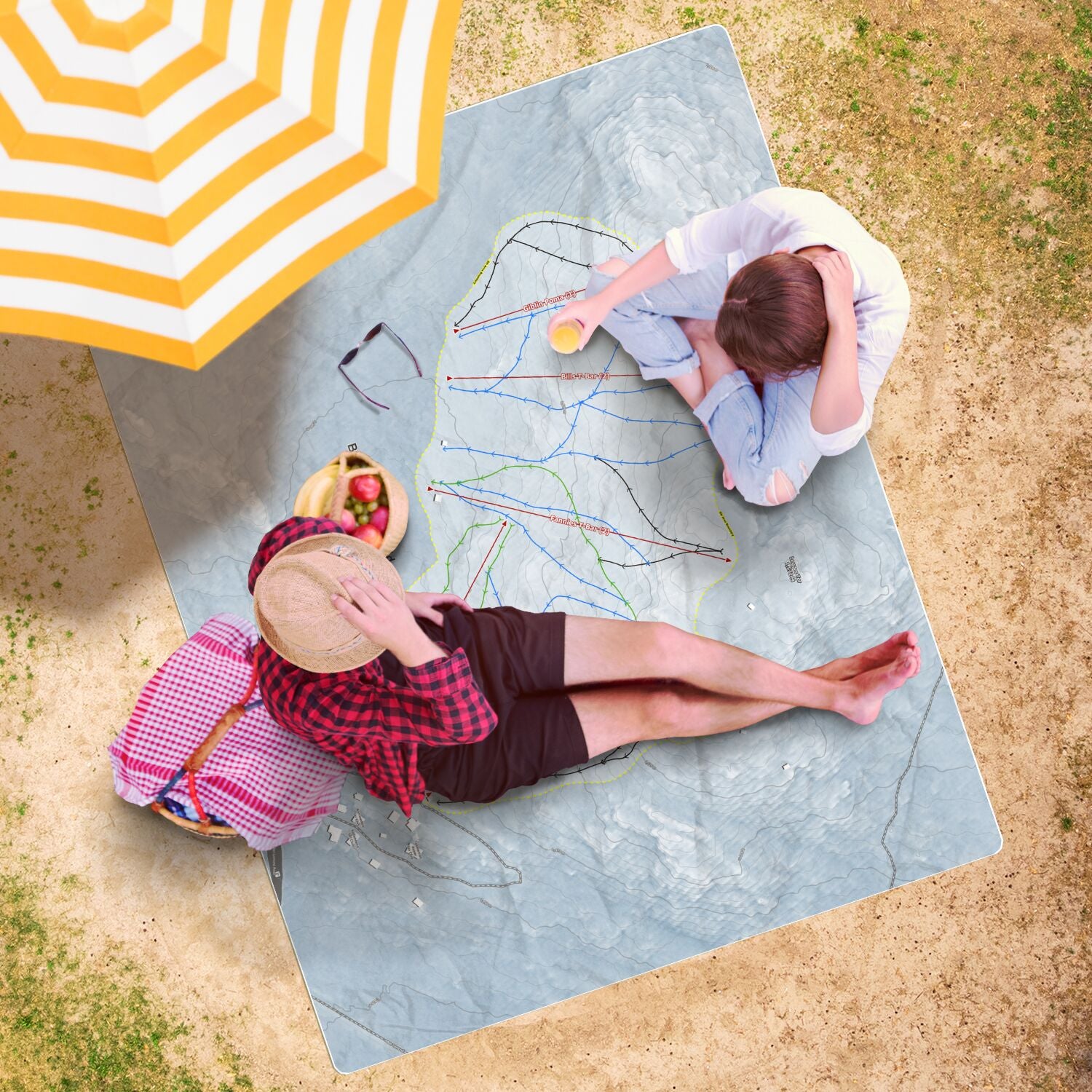 Ben Lomond Ski Field, Australia Ski Resort Map Printed Beach Towel