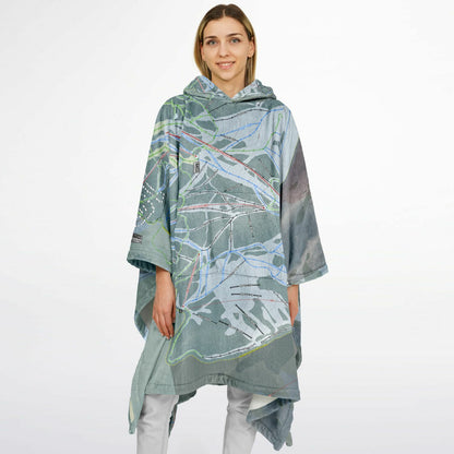 Fernie, British Columbia Ski Resort Map Flannel Blanket Poncho