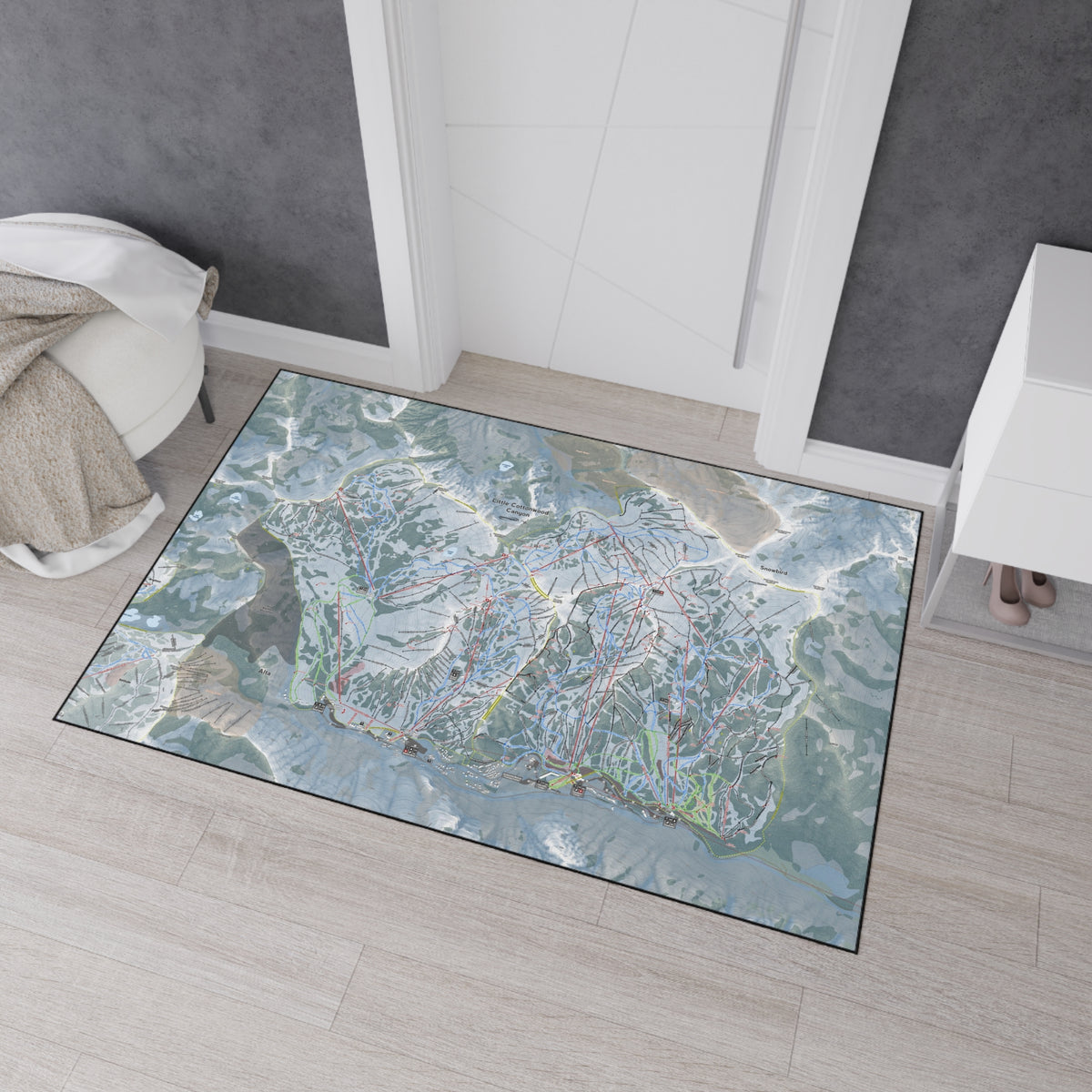 Little Cottonwood Canyon, Utah Ski Resort Map Heavy Duty Floor Mat