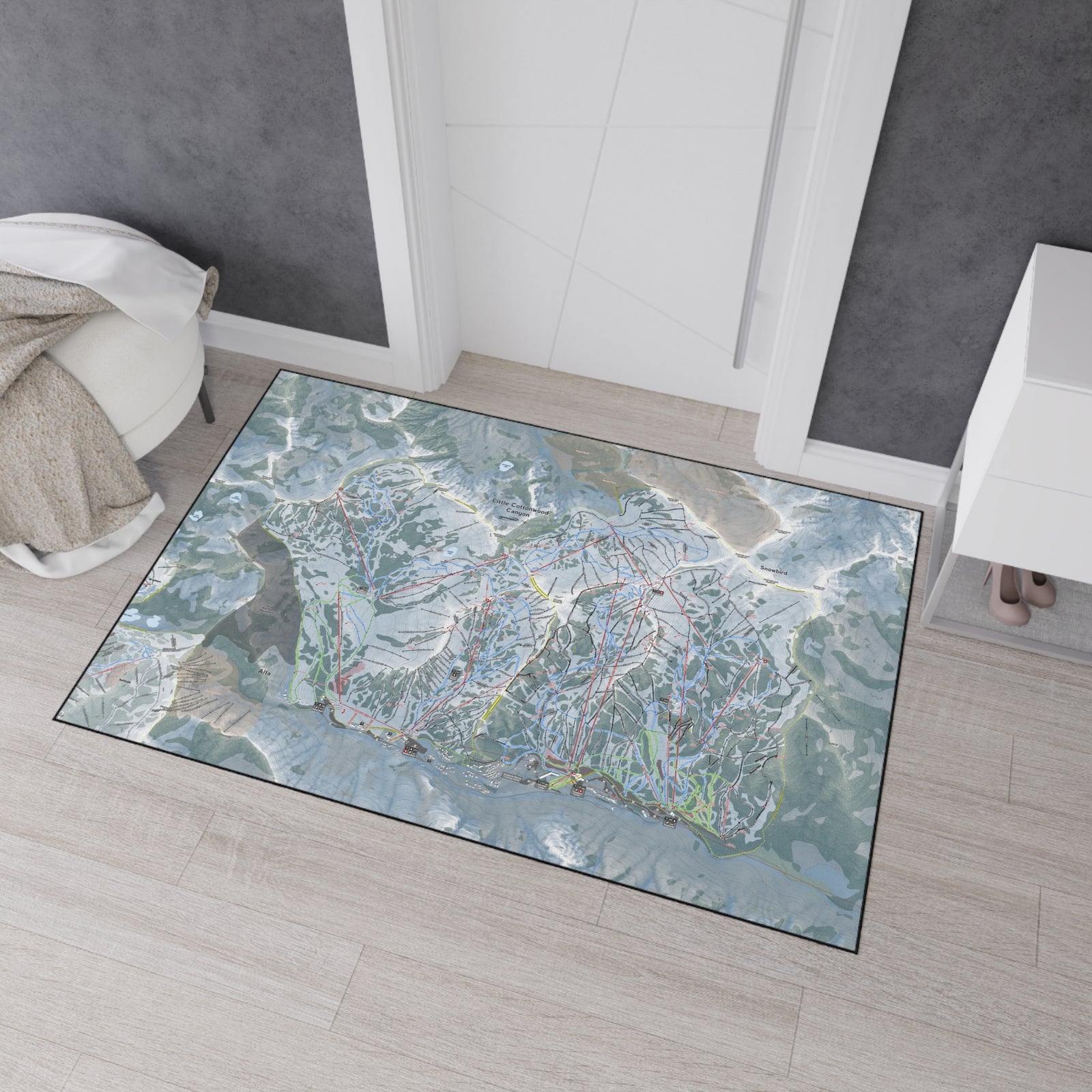 Little Cottonwood Canyon, Utah Ski Resort Map Heavy Duty Floor Mat