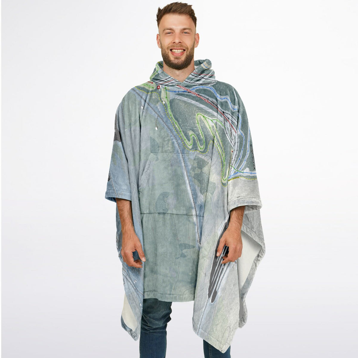 Blue Mountain, Pennsylvania Ski Resort Map Flannel Blanket Poncho