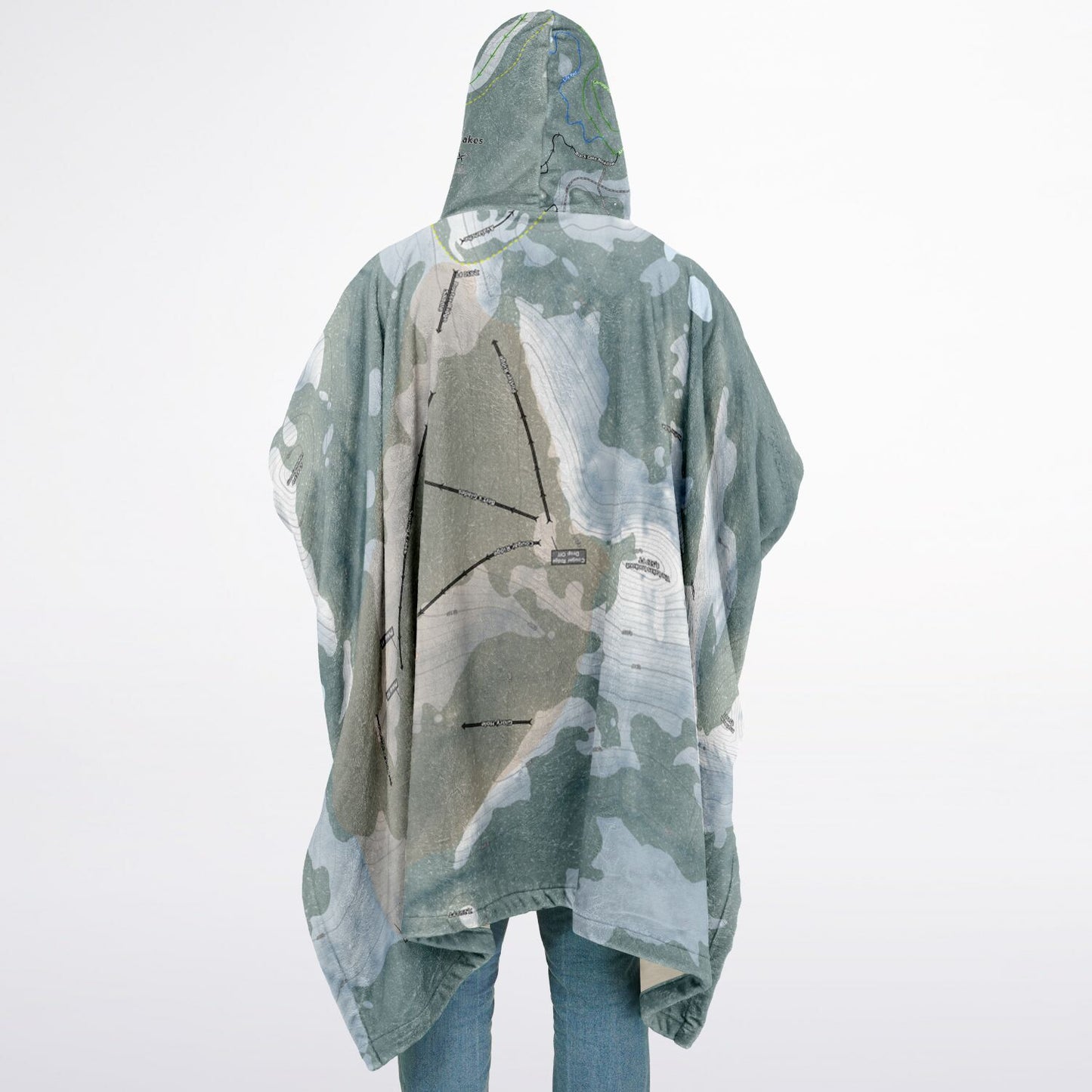 Anthony Lakes, Oregon Ski Resort Map Flannel Blanket Poncho
