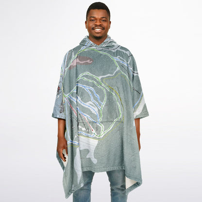 Baldy Mountain, British Columbia Ski Resort Map Flannel Blanket Poncho