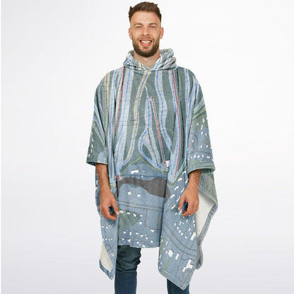 Le Relais, Quebec Ski Resort Map Flannel Blanket Poncho