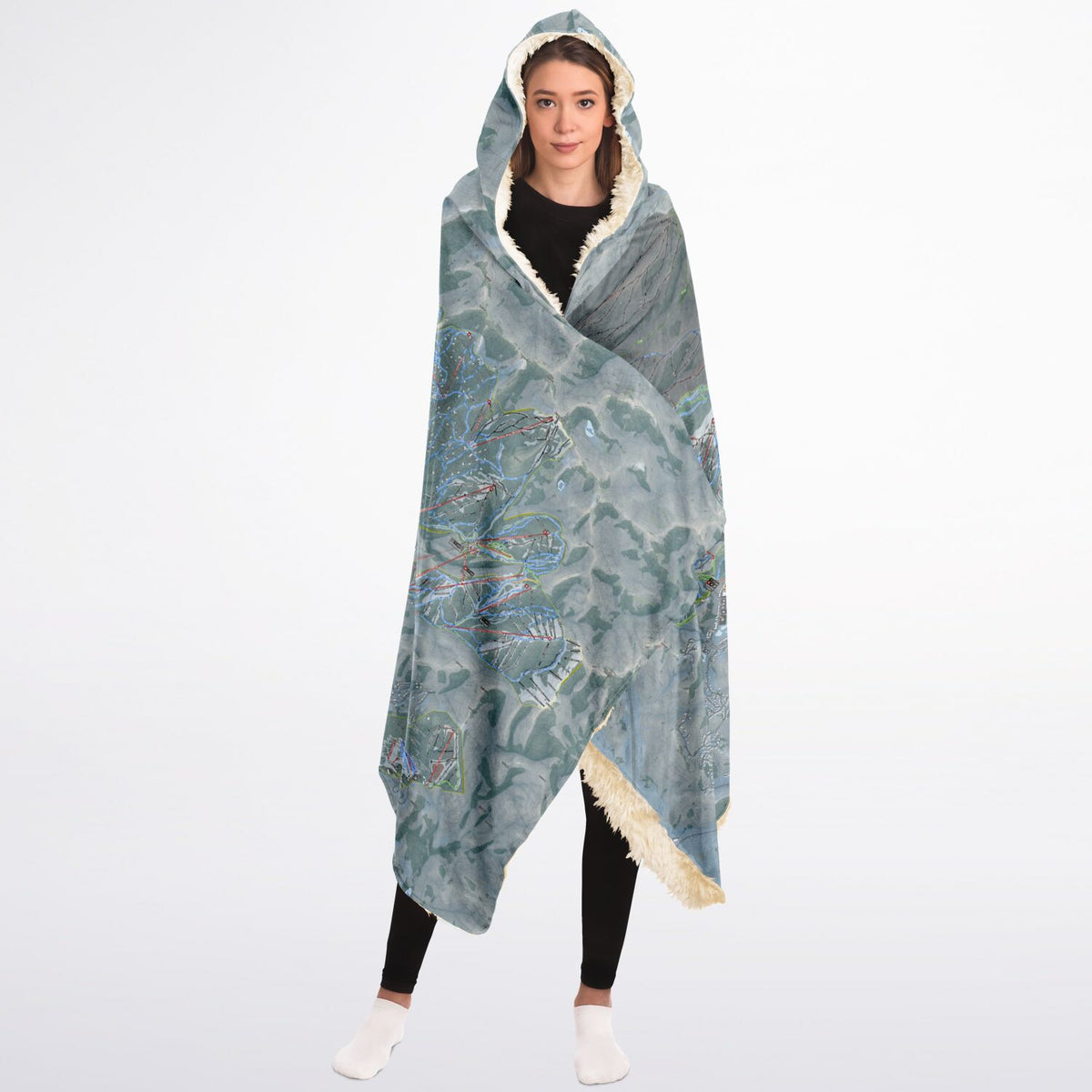 Wasatch Back, Utah Ski Trail Map - Adult Hooded Blanket