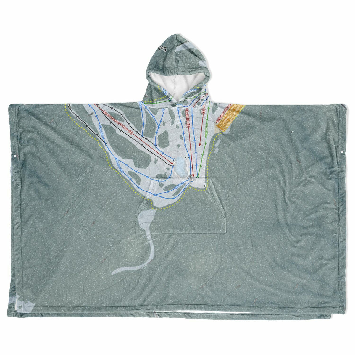 Selwyn Snow Resort, Australia Ski Resort Map Flannel Blanket Poncho