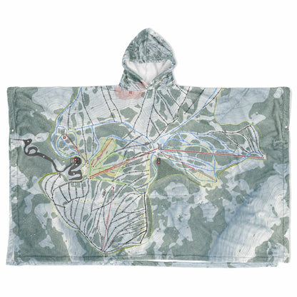 Bear Valley Mountain, California Ski Resort Map Flannel Blanket Poncho