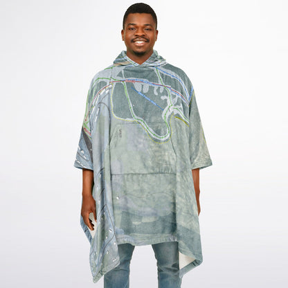 Crotched Mountain, New Hampshire Ski Resort Map Flannel Blanket Poncho