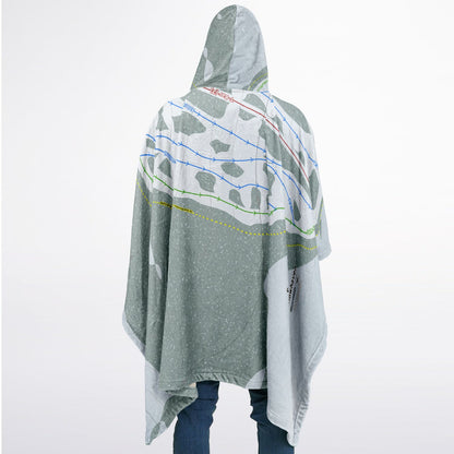 Snowhaven, Idaho Ski Resort Map Flannel Blanket Poncho