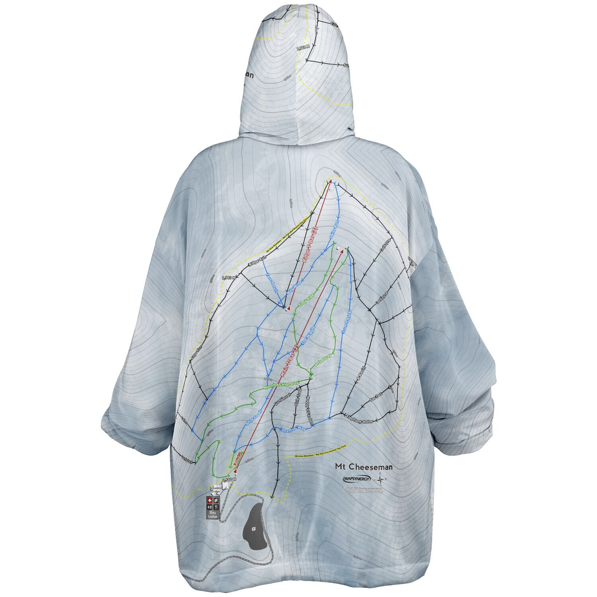 Mt Cheeseman, New Zealand Ski Trail Map - Snug Hoodie