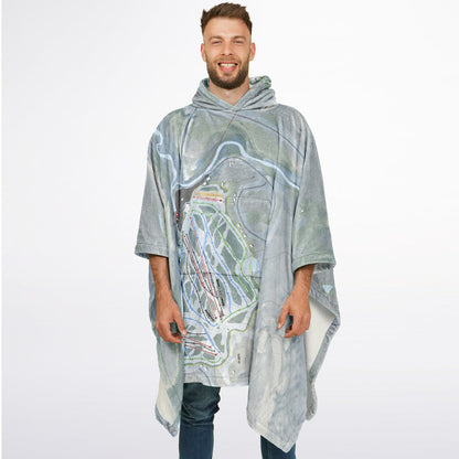 Snowriver Mountain, Michigan Ski Resort Map Flannel Blanket Poncho