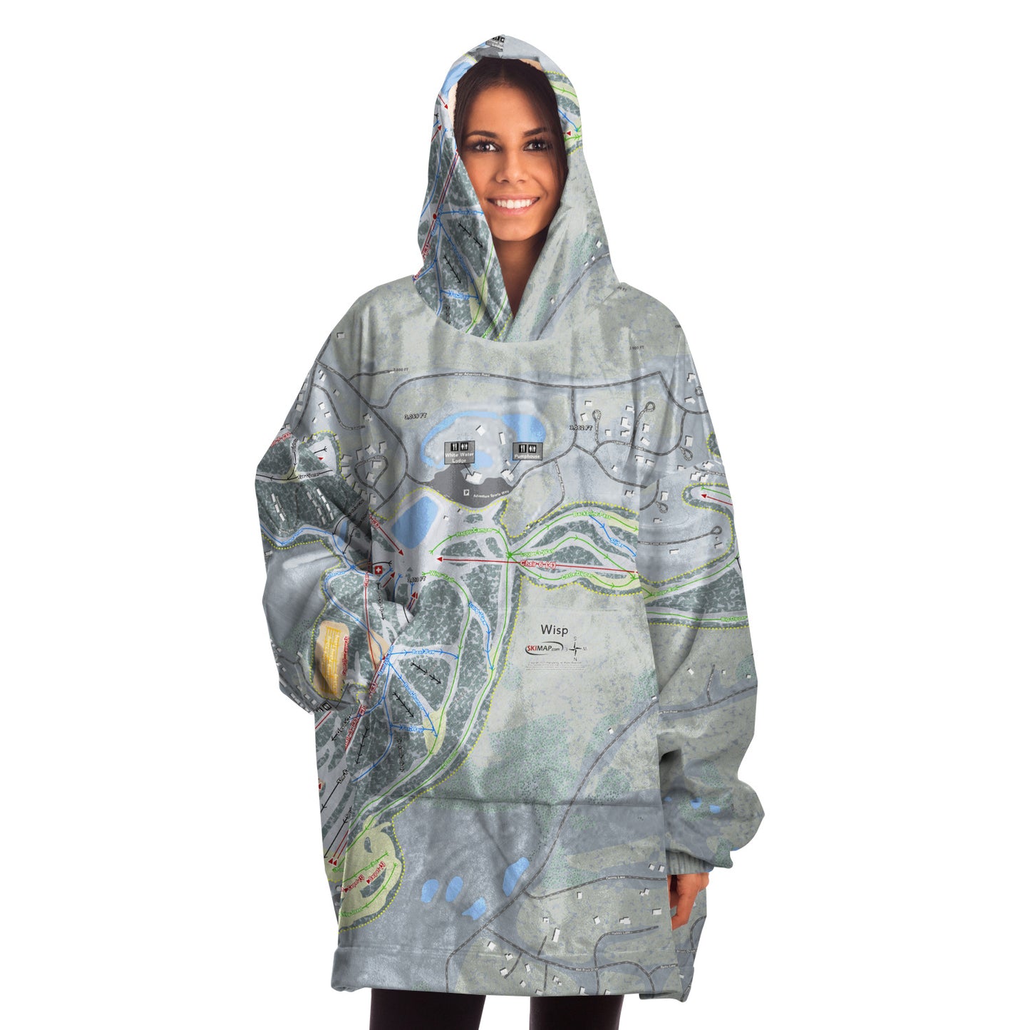 Wisp, Maryland Ski Trail Map - Snug Hoodie - Powderaddicts