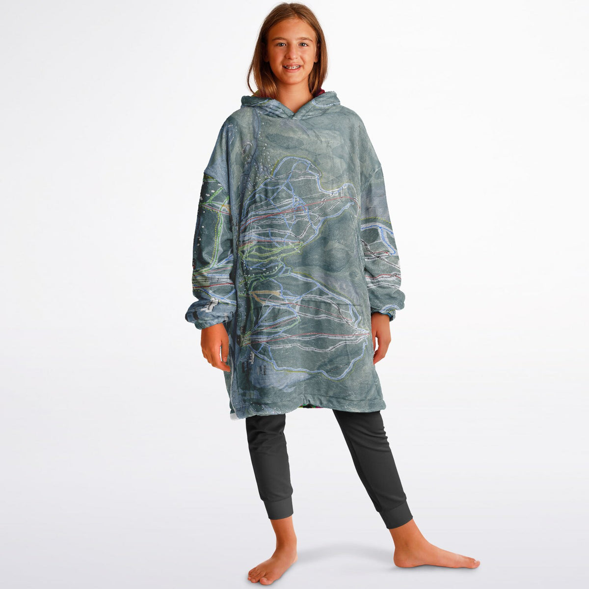 Attitash Mountain, New Hampshire Ski Resort Map Reversible Snug Hoodie