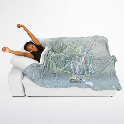 Bristol Mountain, New York Ski Resort Map Flannel Blanket Poncho
