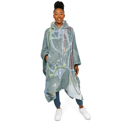 Cypress Mountain, British Columbia Ski Resort Map Flannel Blanket Poncho