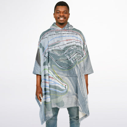 Snow Ridge, New York Ski Resort Map Flannel Blanket Poncho