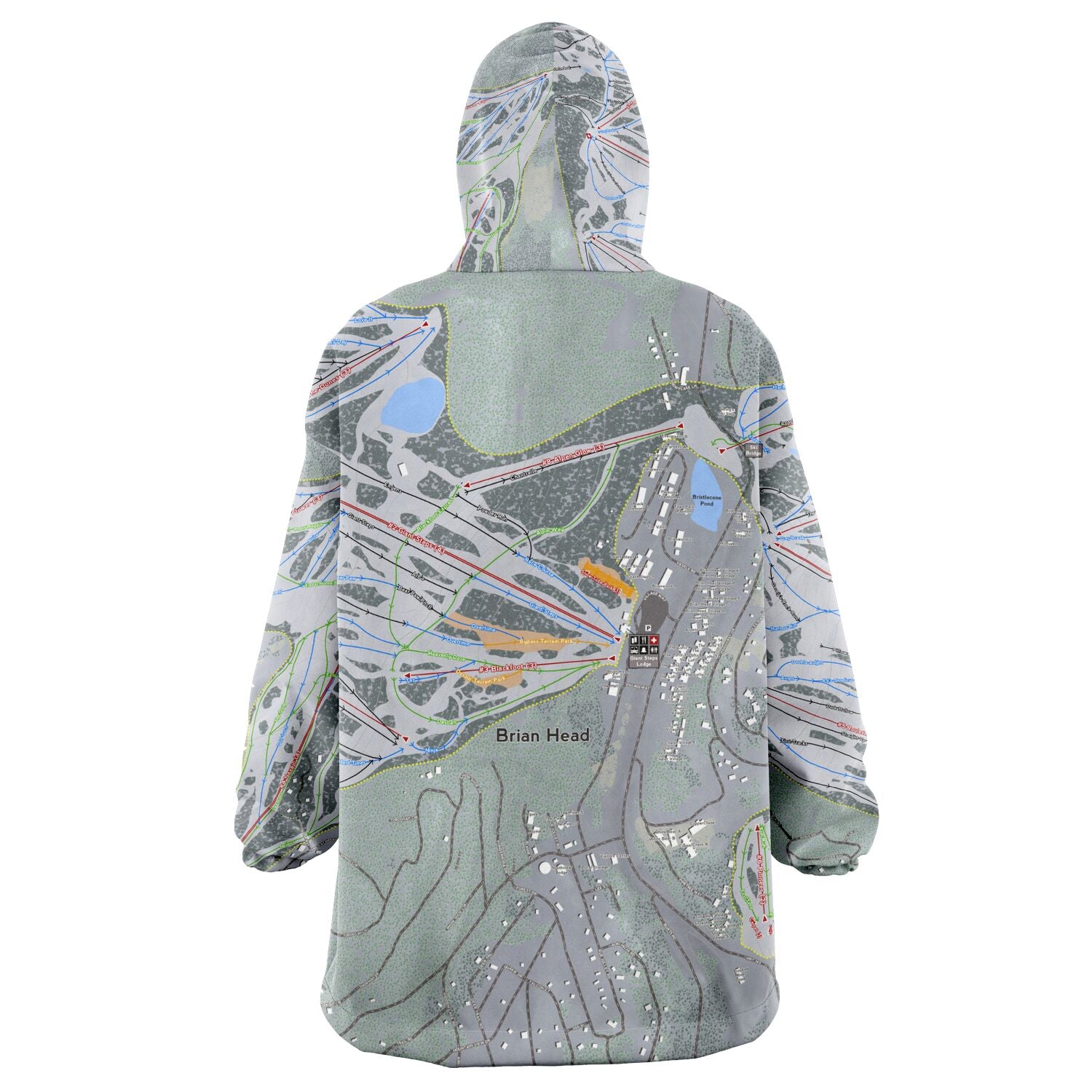 Brian Head, Utah Ski Trail Map - Snug Hoodie - Powderaddicts