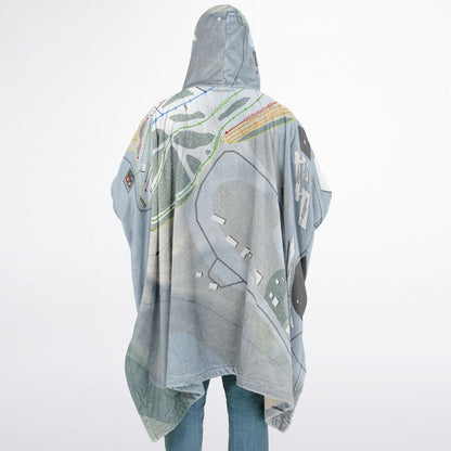 Mt Zion, Michigan Ski Resort Map Flannel Blanket Poncho