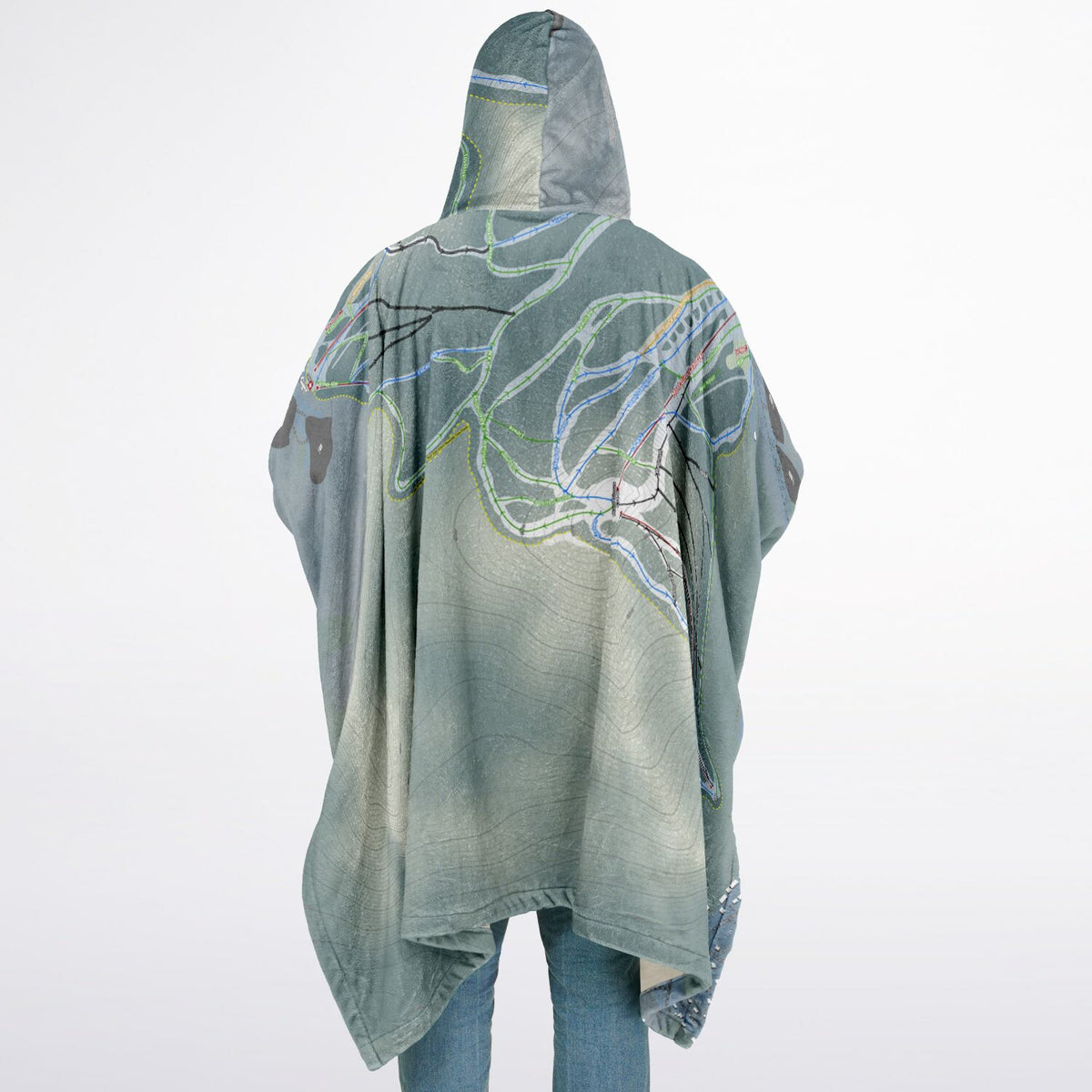 Mont Orford, Quebec Ski Resort Map Flannel Blanket Poncho