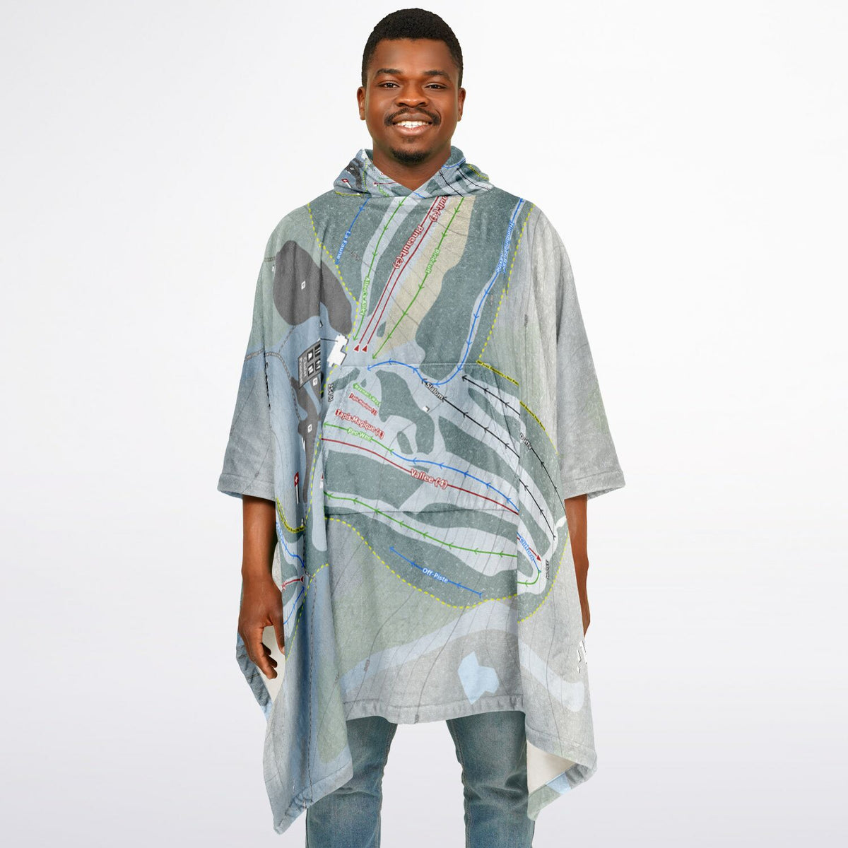 Camp Fortune, Quebec Ski Resort Map Flannel Blanket Poncho