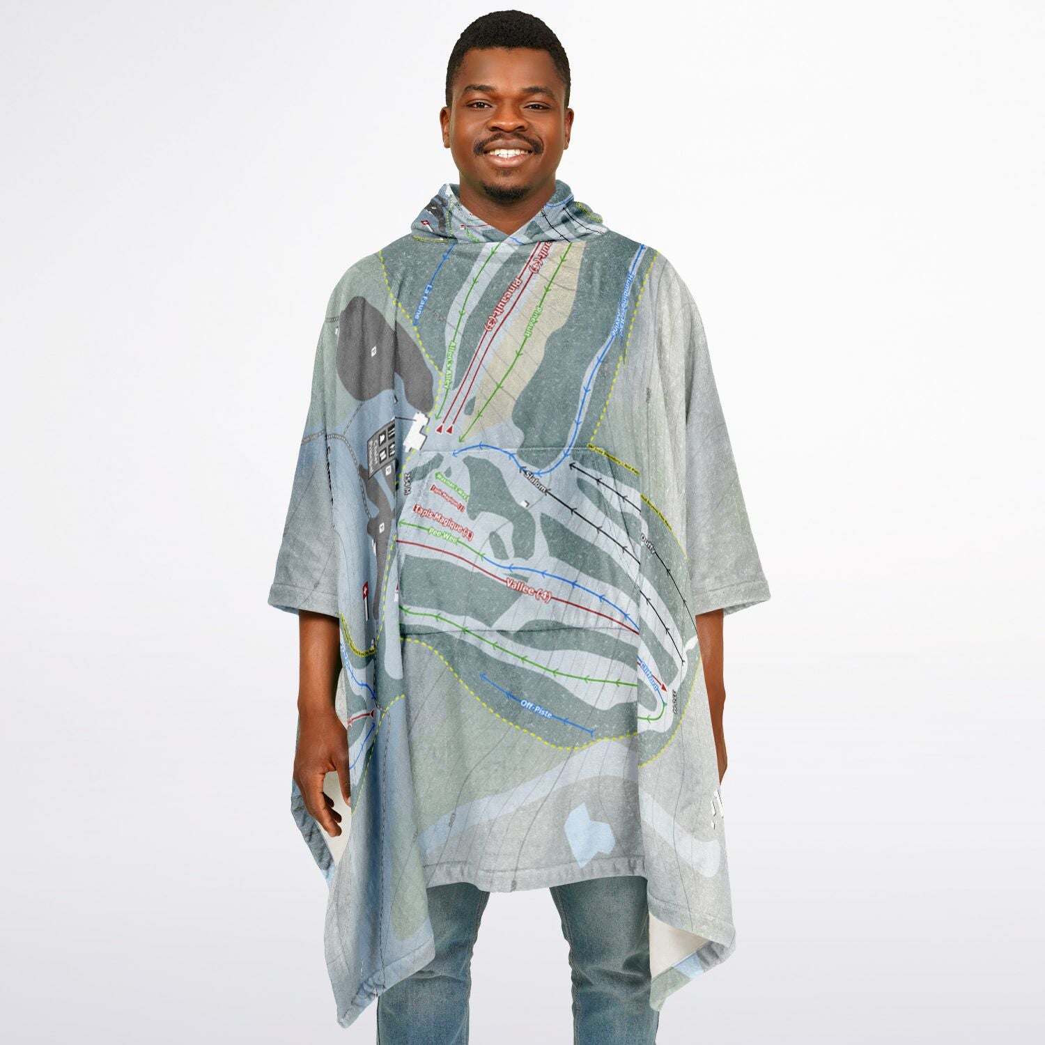 Camp Fortune, Quebec Ski Resort Map Flannel Blanket Poncho