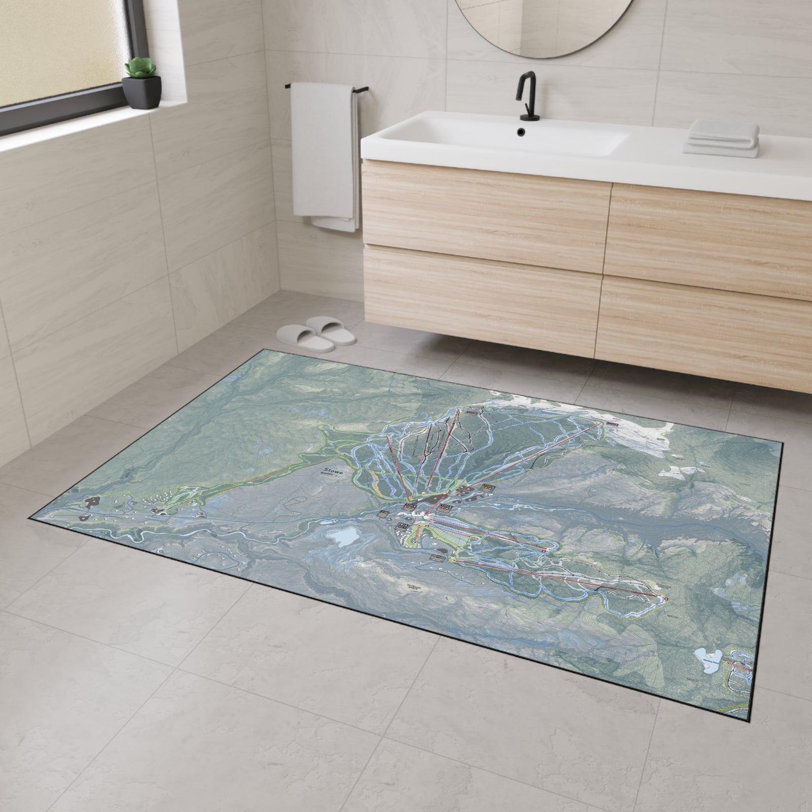 Stowe, Vermont Ski Resort Map Heavy Duty Floor Mat